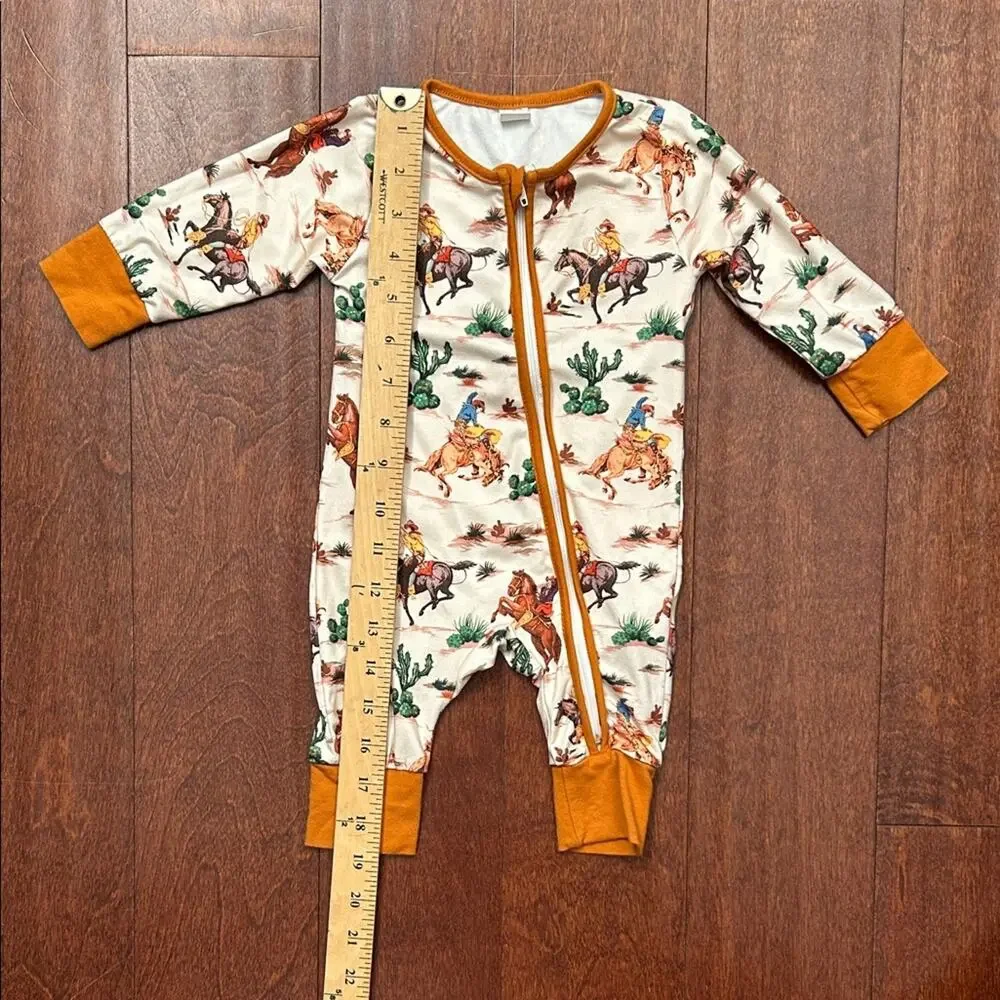 Baby’s Western Adventure Jumpsuit PJs, Size 3-6 Months